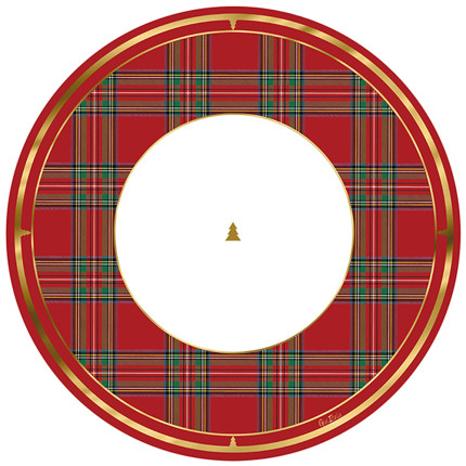 Sottopiatto Natalizio Tartan Rosso e Oro. Decorazione Tavola Natale