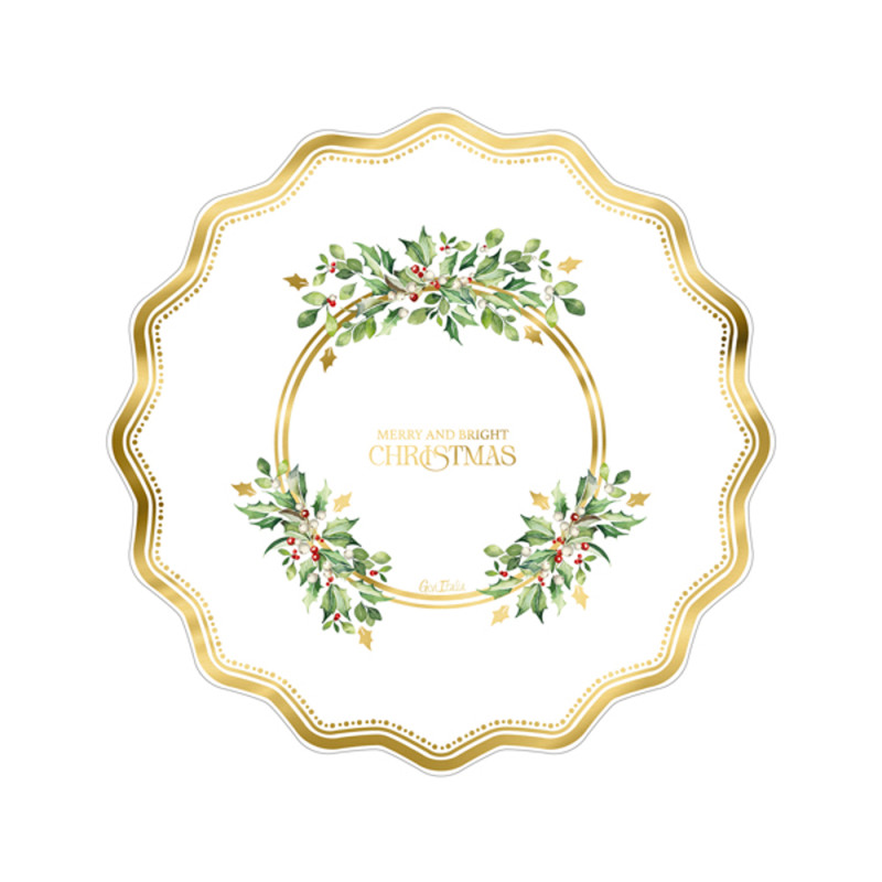 Piatti Fondi In Carta Merry and Bright (8 Pezzi)