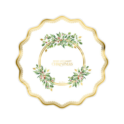 Piatti Fondi In Carta Merry and Bright (8 Pezzi)