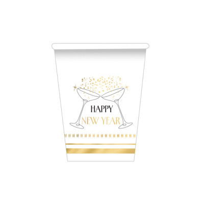 Bicchieri In Carta Happy New Year (8 Pezzi)