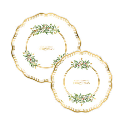 Piatti In Carta Merry and Bright (8 Pezzi)