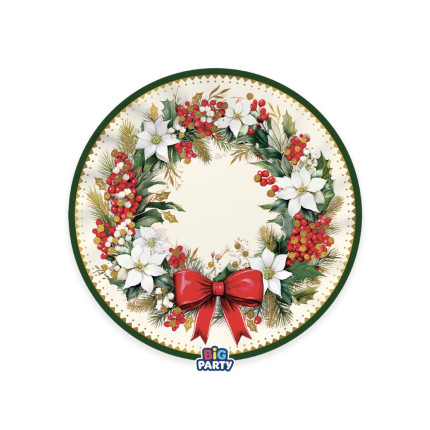 Piatti in Cartoncino Vintage Christmas (6 Pezzi)