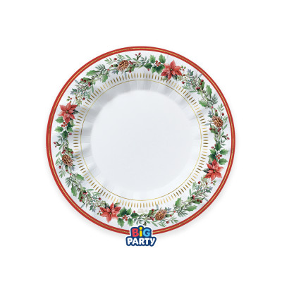 Piatti Fondi Cartoncino Red Poinsettia (6 Pezzi)