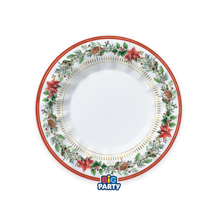 Piatti Fondi Cartoncino Red Poinsettia (6 Pezzi)