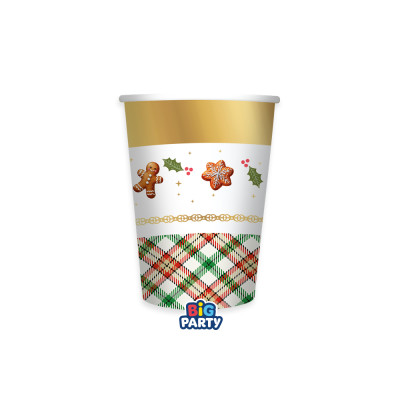 Bicchieri Cartoncino Tartan Gingerbread (6 Pezzi)