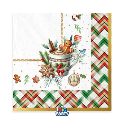 Tovaglioli Tartan Gingerbread (16 Pezzi)