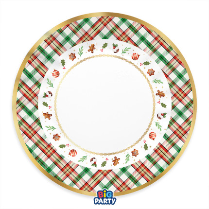 Piatti Cartoncino Tartan Gingerbread (6 Pezzi)