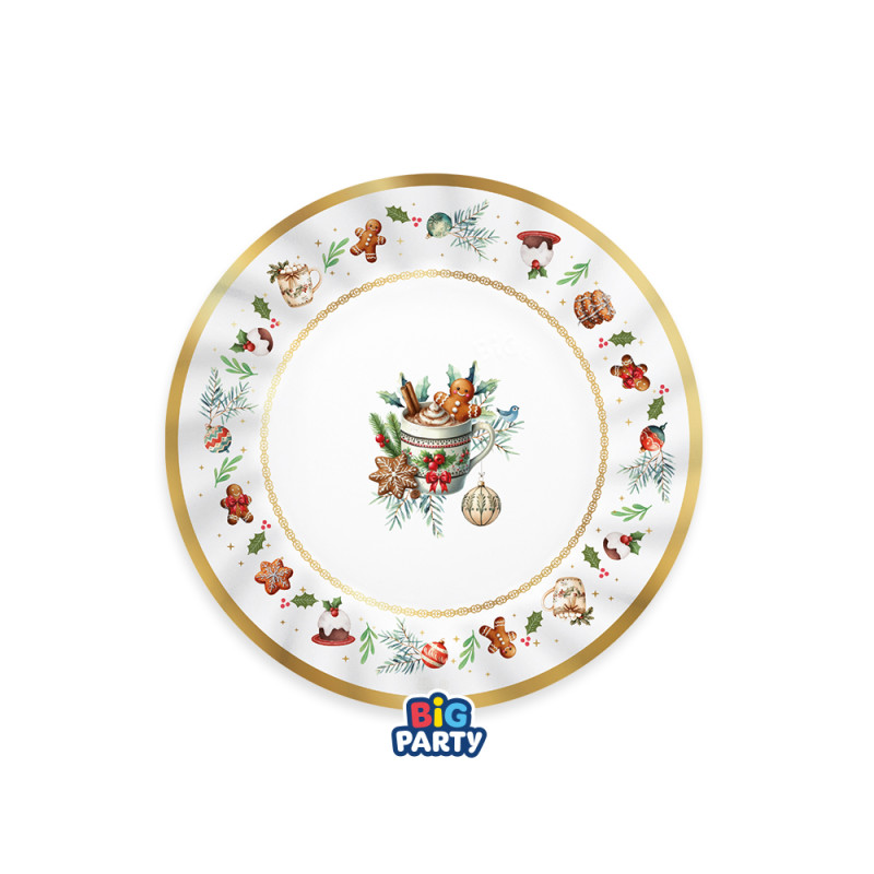 Piatti Cartoncino Tartan Gingerbread (6 Pezzi)