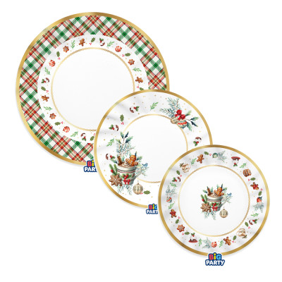 Piatti Cartoncino Tartan Gingerbread (6 Pezzi)  Incartare
