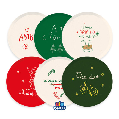 Piatti Mix Cartoncino Spirito Del Natale (6 Pezzi)
