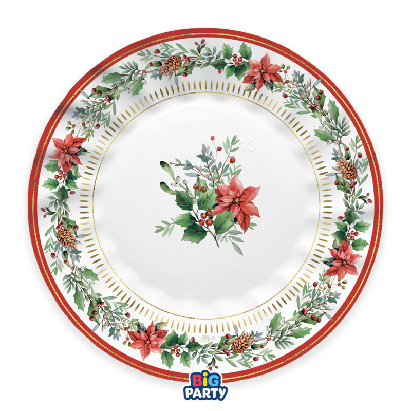 Piatti Cartoncino Red Poinsettia (6 Pezzi)