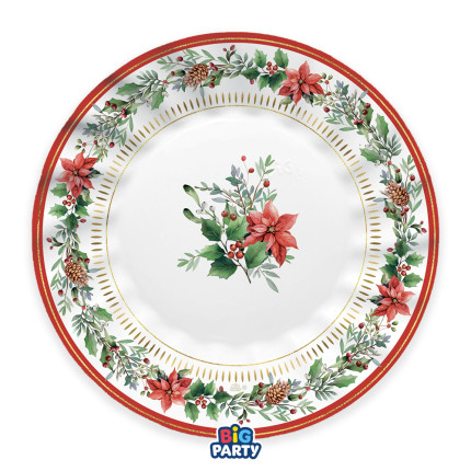 Piatti Cartoncino Red Poinsettia (6 Pezzi)