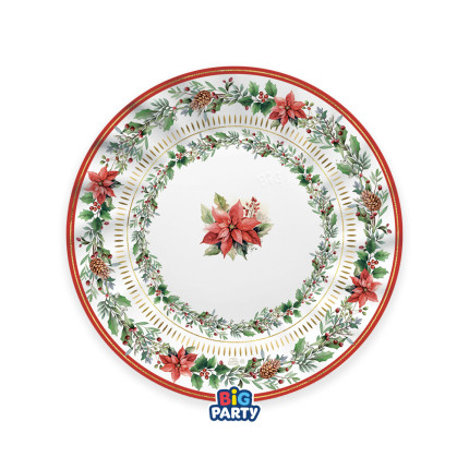 Piatti Cartoncino Red Poinsettia (6 Pezzi)
