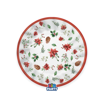 Piatti Cartoncino Red Poinsettia (6 Pezzi)