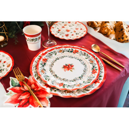 Piatti Cartoncino Red Poinsettia (6 Pezzi)