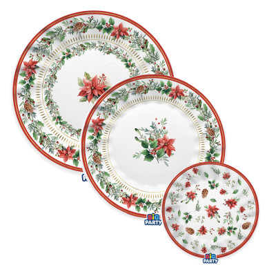 Piatti Cartoncino Red Poinsettia (6 Pezzi)
