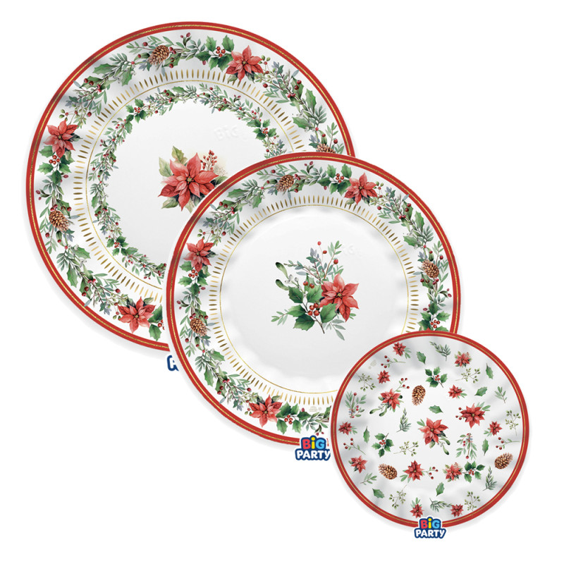 Piatti Cartoncino Red Poinsettia (6 Pezzi)