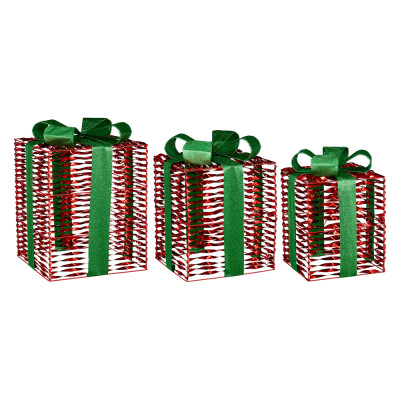 Pacco Regalo Decorativo Rosso Con Fiocco Verde