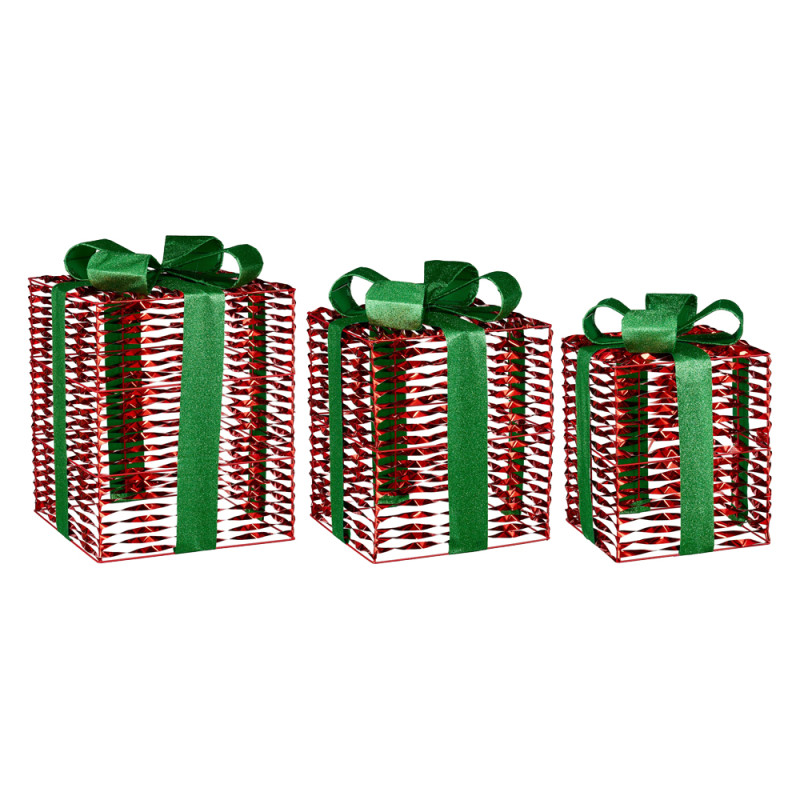 Pacco Regalo Decorativo Rosso Con Fiocco Verde
