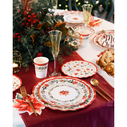 Piatti Fondi Cartoncino Red Poinsettia (6 Pezzi)