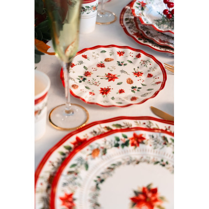 Piatti Fondi Cartoncino Red Poinsettia (6 Pezzi) ambientata