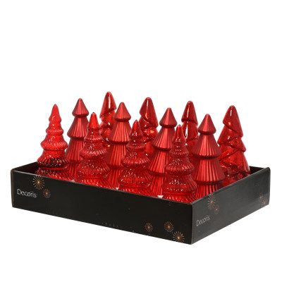 Alberello Decorativo In Vetro Rosso 17,5cm 2