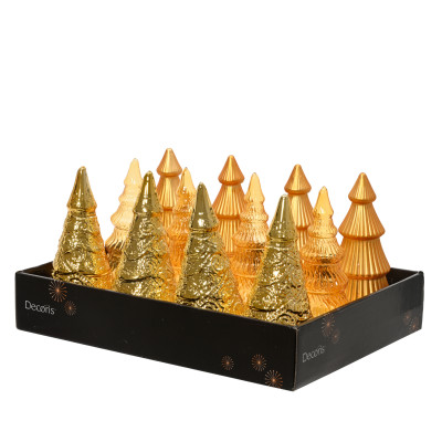 Alberello Decorativo In Vetro Oro 17,5cm 2