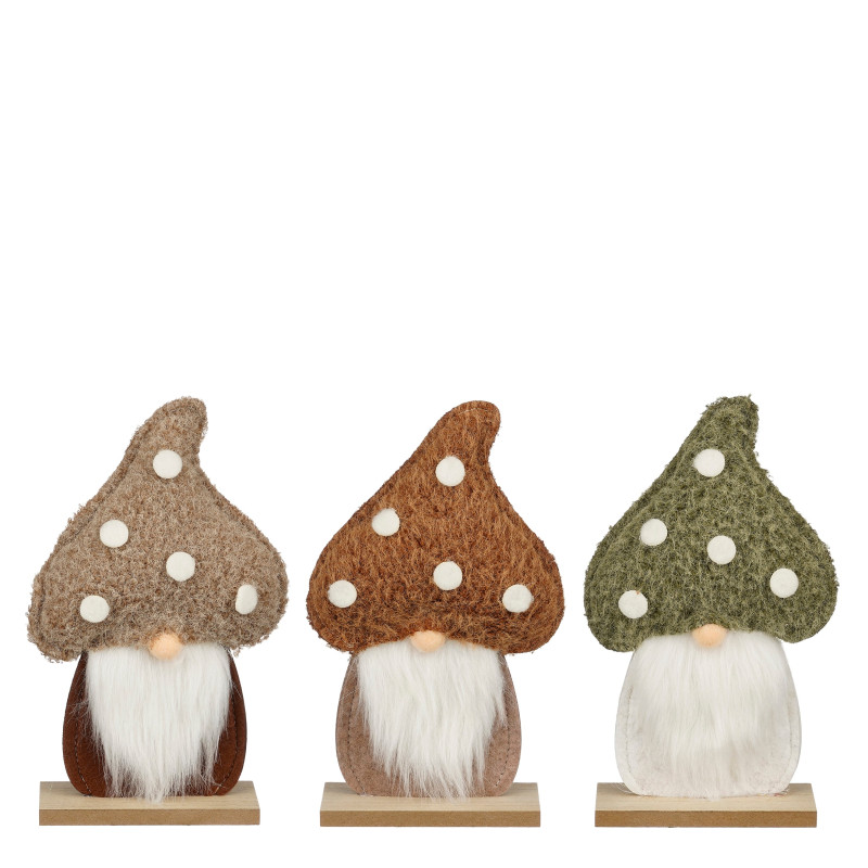 Decoro Autunnale Gnomo Con Base In Legno FSC