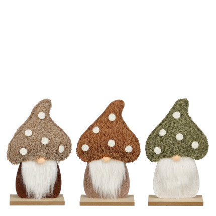 Decoro Autunnale Gnomo Con Base In Legno FSC