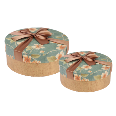 Scatola Tonda Flowers con Fiocco