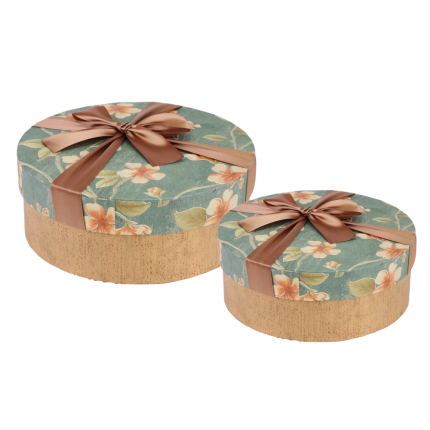 Scatola Tonda Flowers con Fiocco
