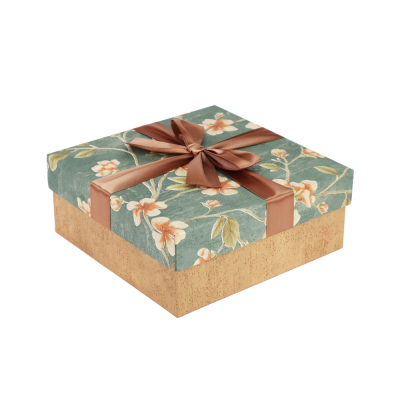 Scatola Quadrata Flowers con Fiocco 2