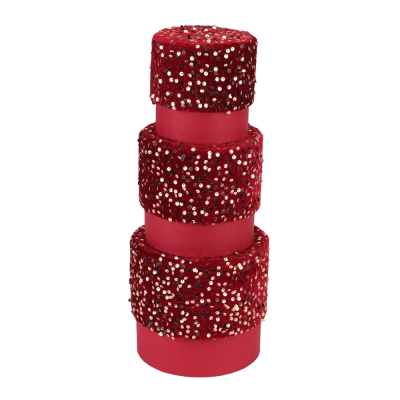 Scatola Fashion Tonda Pailettes Bordeaux