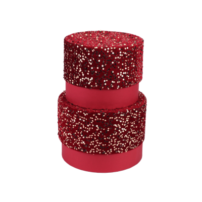 Scatola Fashion Tonda Pailettes Bordeaux 2