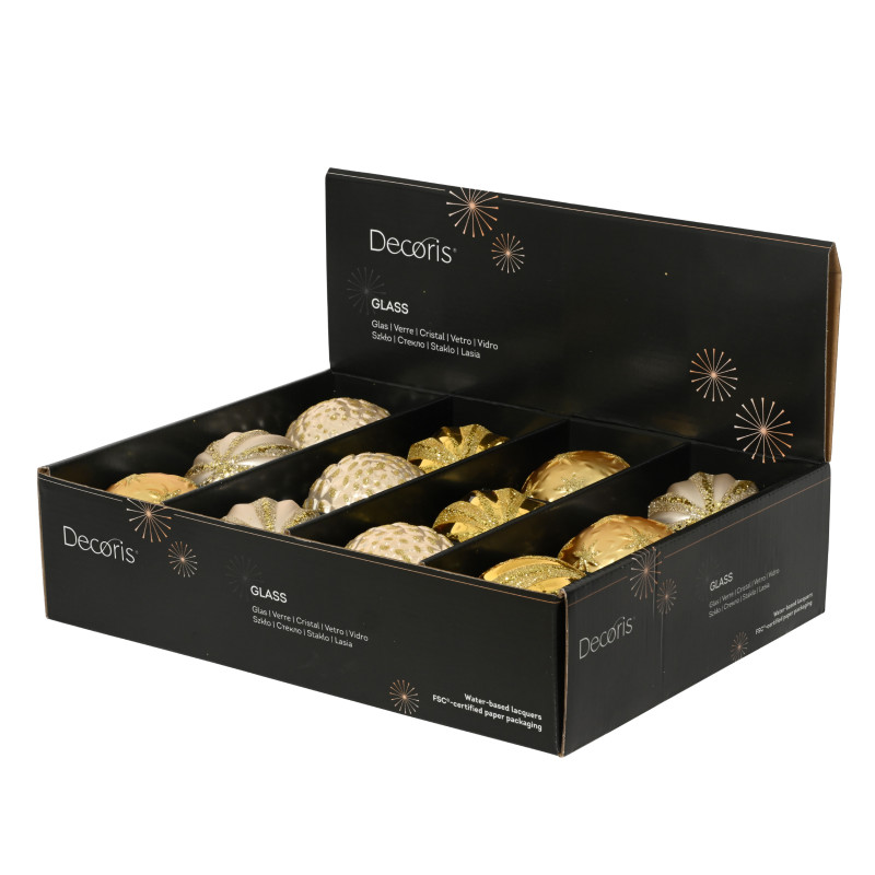 Palla Di Natale In Vetro Smaltata Oro 8cm