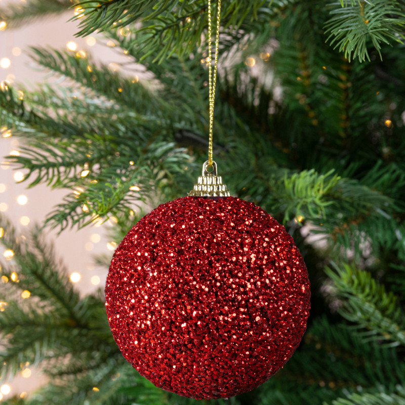 Sfera con Perline Rosse 8cm