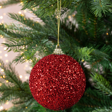 Sfera con Perline Rosse 8cm