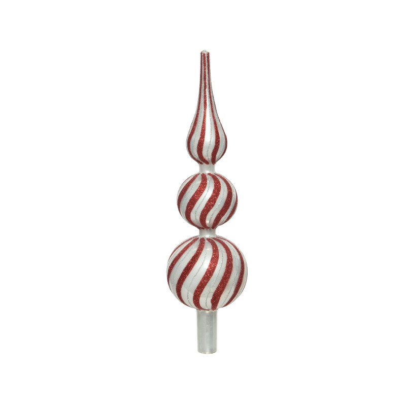 Puntale in Vetro Bianco e Rosso 31cm