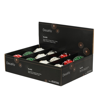 Pallina Di Natale In Vetro Con Decori 10cm 2