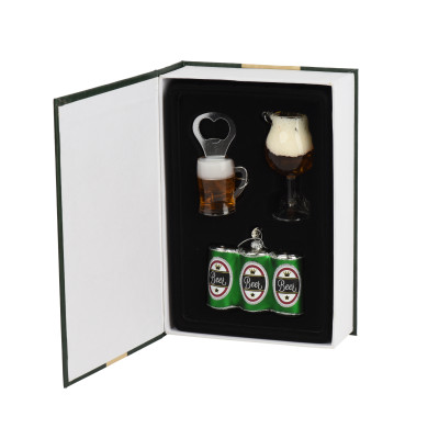 Set 3 Decorazioni Da Albero Tema Birra In Vetro 8,7cm