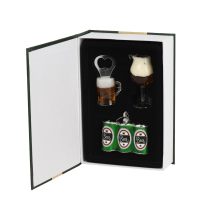 Set 3 Decorazioni Da Albero Tema Birra In Vetro 8,7cm