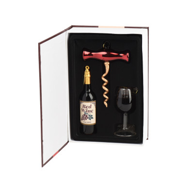 Set 3 Decorazioni Da Albero Tema Vino In Vetro 13,8cm