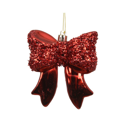 Fiocco Pendente Lucido Glitterato Rosso