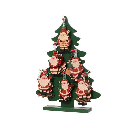 Babbo Natale In Legno Pendente 12,8cm