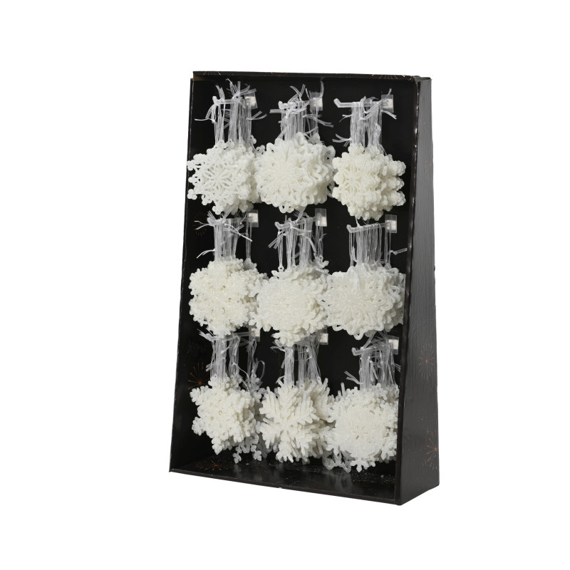 Fiocco Di Neve Pendente Bianco Glitter 10cm