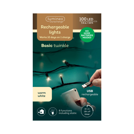 Luci per Albero Ricaricabili Con Usb 7,40mt 100 Led