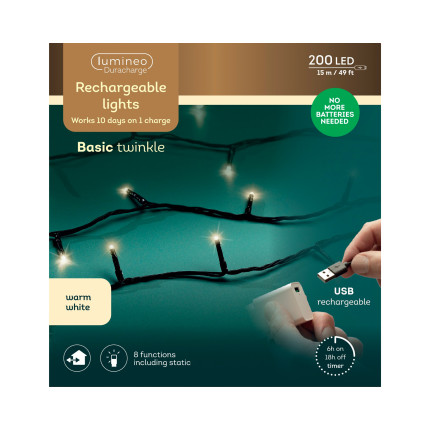 Luci per Albero Ricaricabili Con Usb 15mt 200 Led