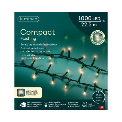 Luci Per Albero di Natale Compact Con Flash 22mt 1000 Led