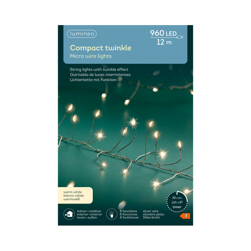 Filo metallico con led a luce calda 12mt