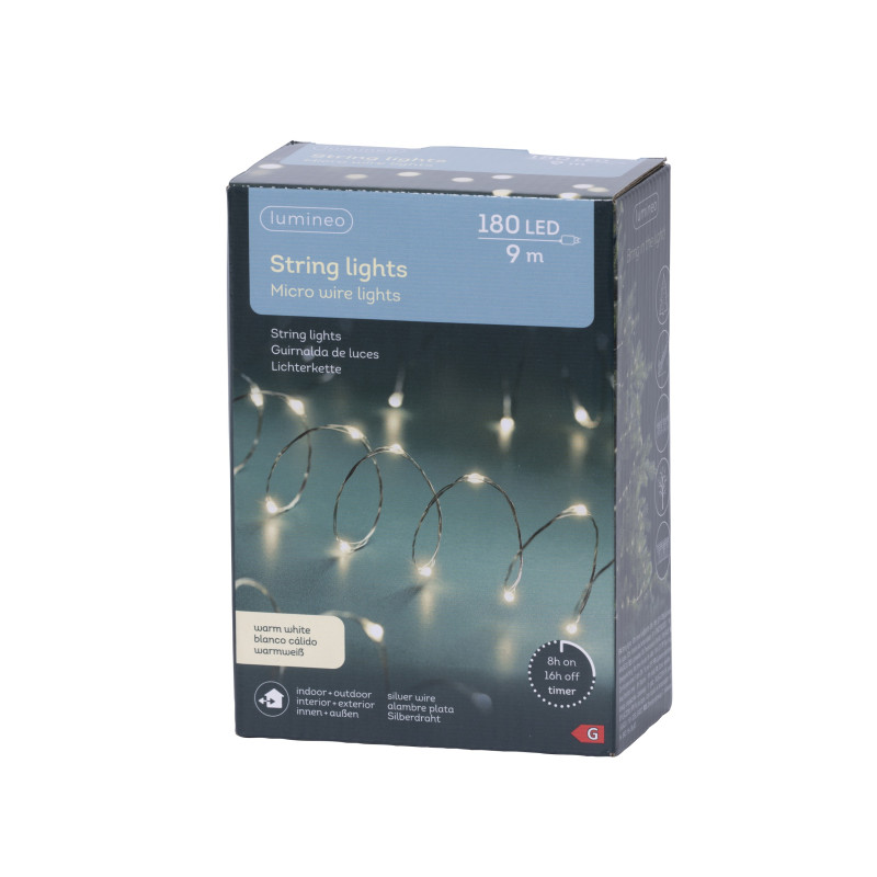 Filo Metal 180 Micro Led Luce Calda 895cm